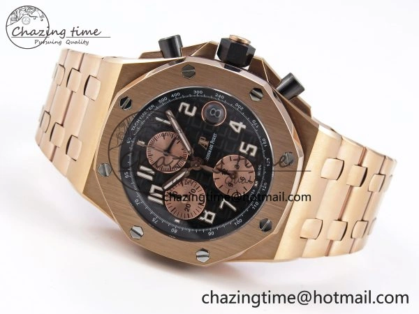 Royal Oak Offshore 42mm RG APF 1:1 Best Edition Black  RG Dial on RG Bracelet A3126