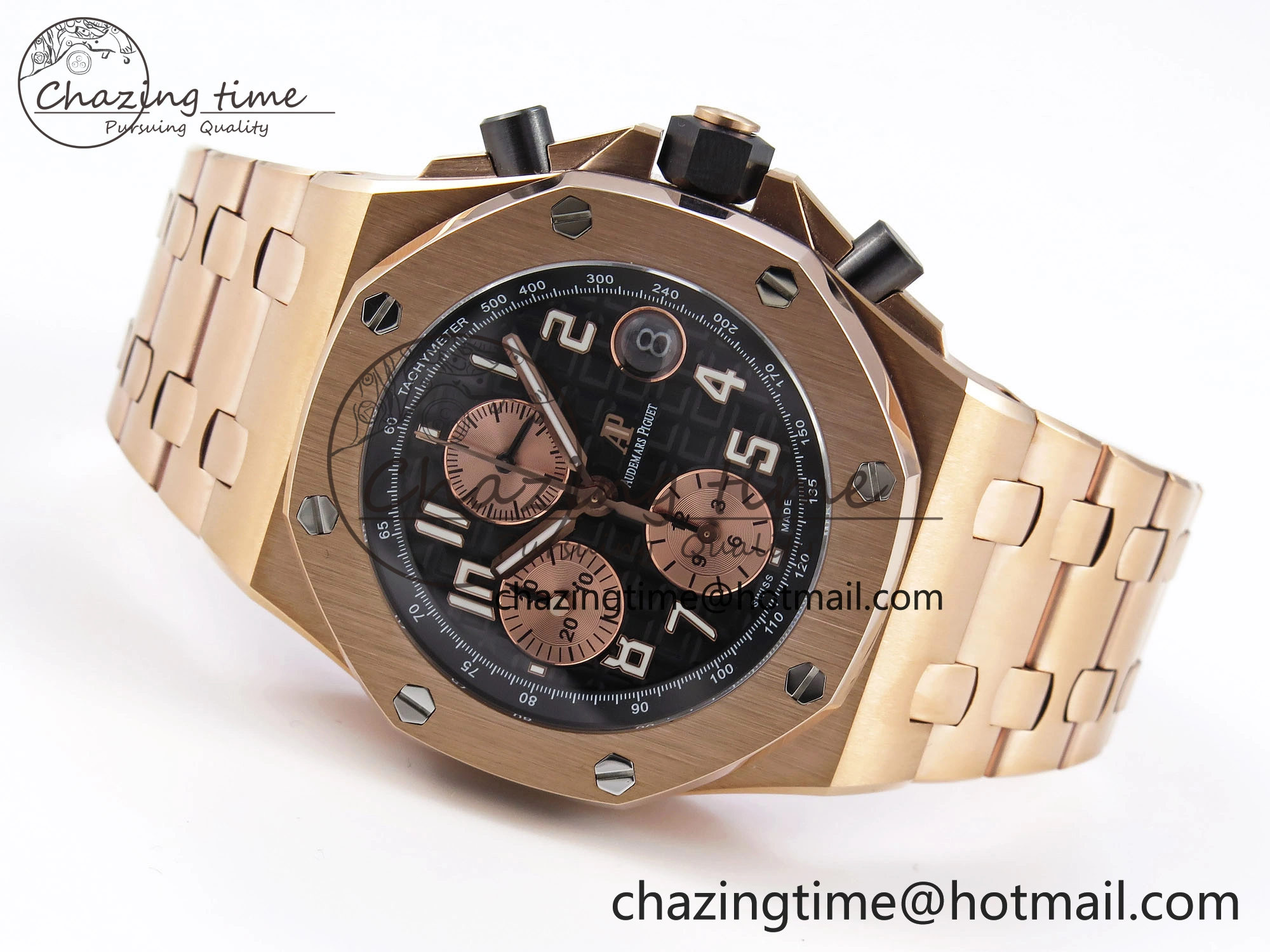 Royal Oak Offshore 42mm RG APF 1:1 Best Edition Black  RG Dial on RG Bracelet A3126