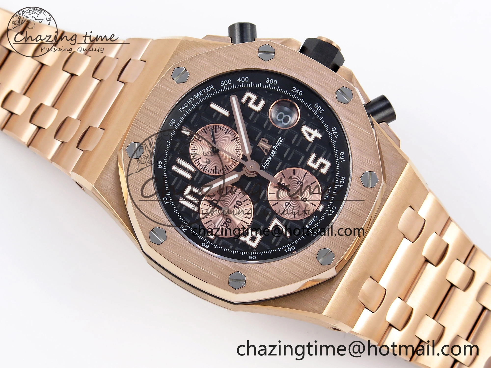 Royal Oak Offshore 42mm RG APF 1:1 Best Edition Black  RG Dial on RG Bracelet A3126