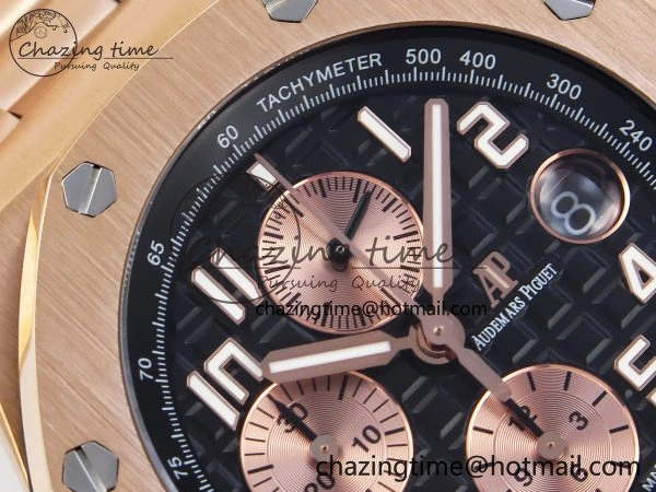 Royal Oak Offshore 42mm RG APF 1:1 Best Edition Black  RG Dial on RG Bracelet A3126