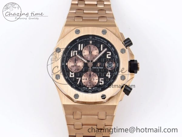 Royal Oak Offshore 42mm RG APF 1:1 Best Edition Black  RG Dial on RG Bracelet A3126