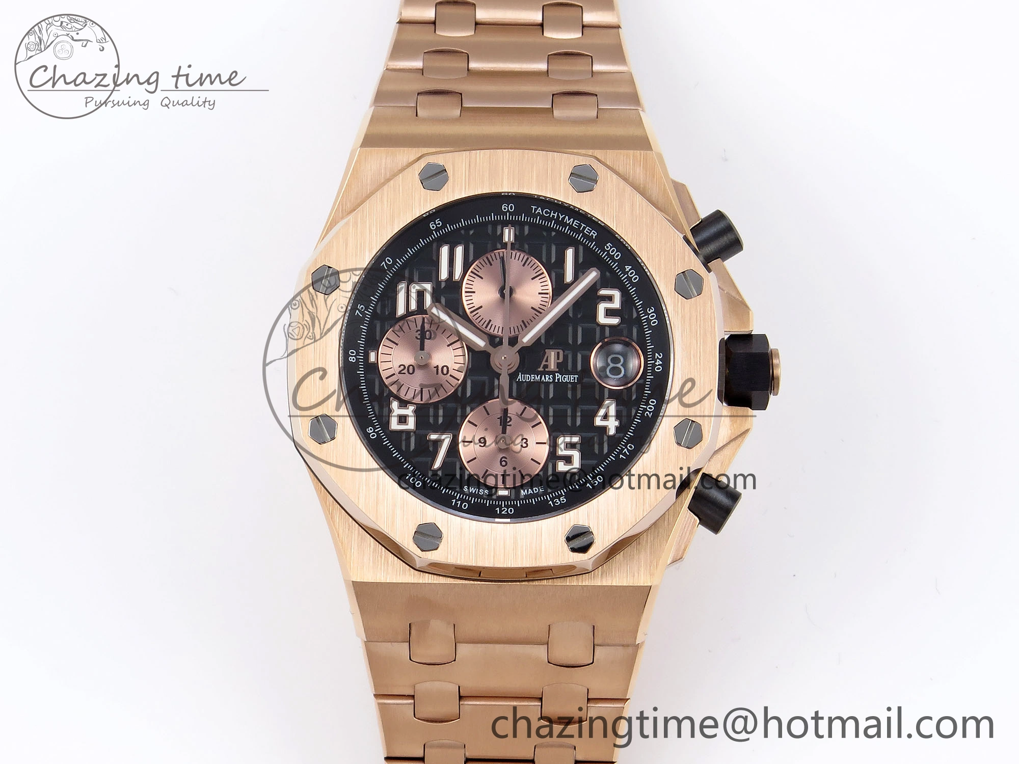 Royal Oak Offshore 42mm RG APF 1:1 Best Edition Black  RG Dial on RG Bracelet A3126
