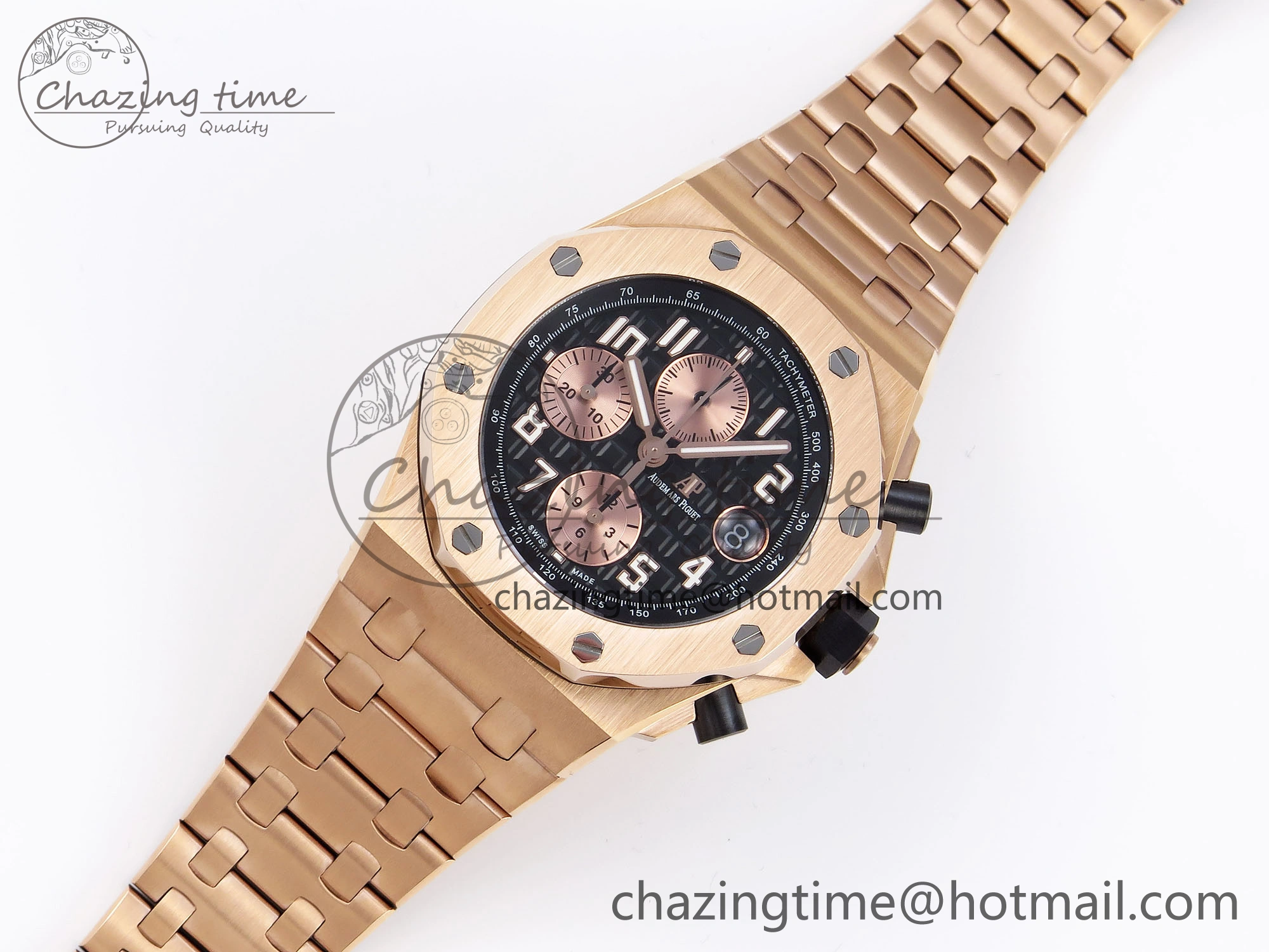 Royal Oak Offshore 42mm RG APF 1:1 Best Edition Black  RG Dial on RG Bracelet A3126