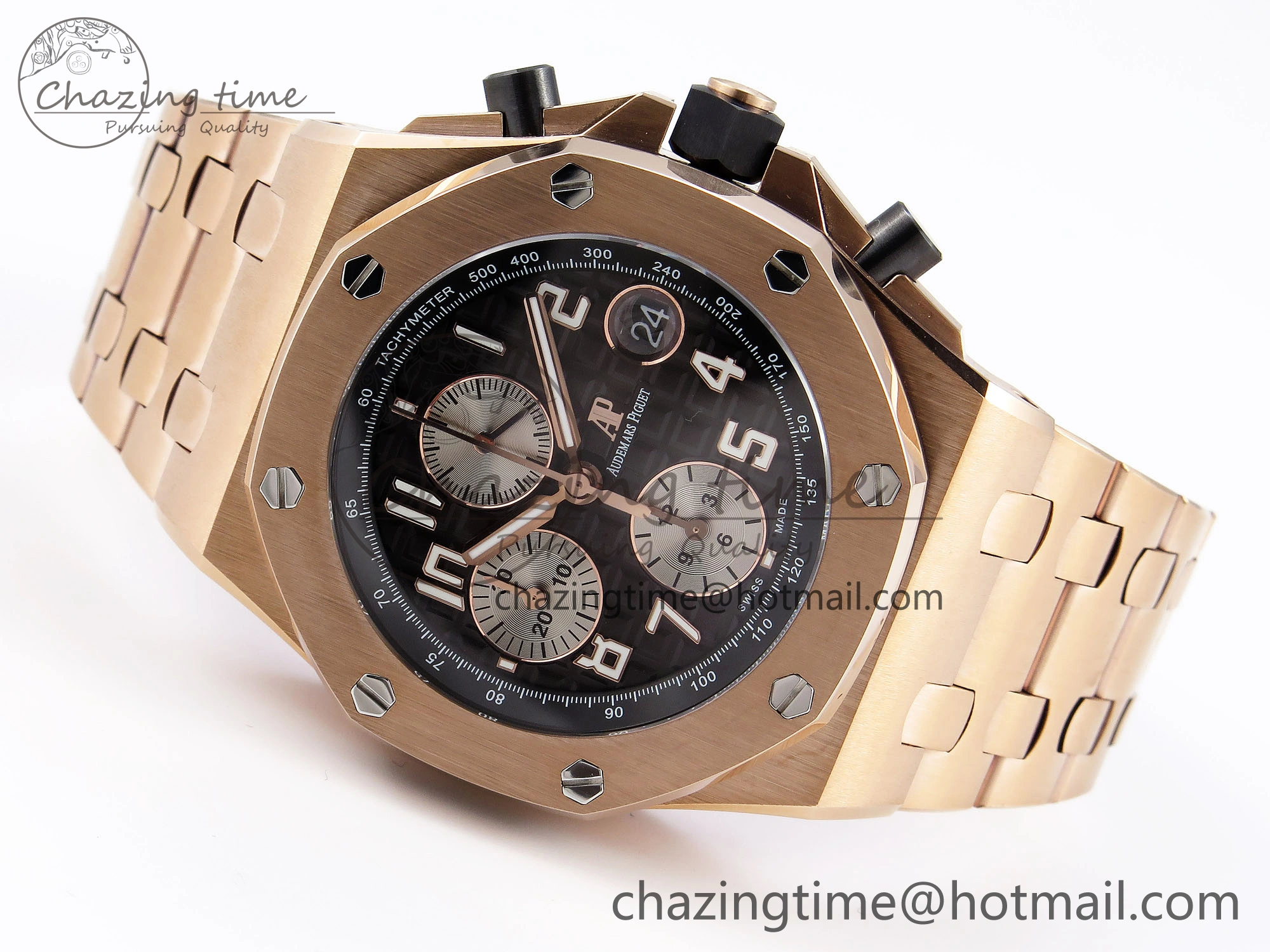 Royal Oak Offshore 42mm RG APF 1:1 Best Edition Black  Silver Dial on RG Bracelet A3126