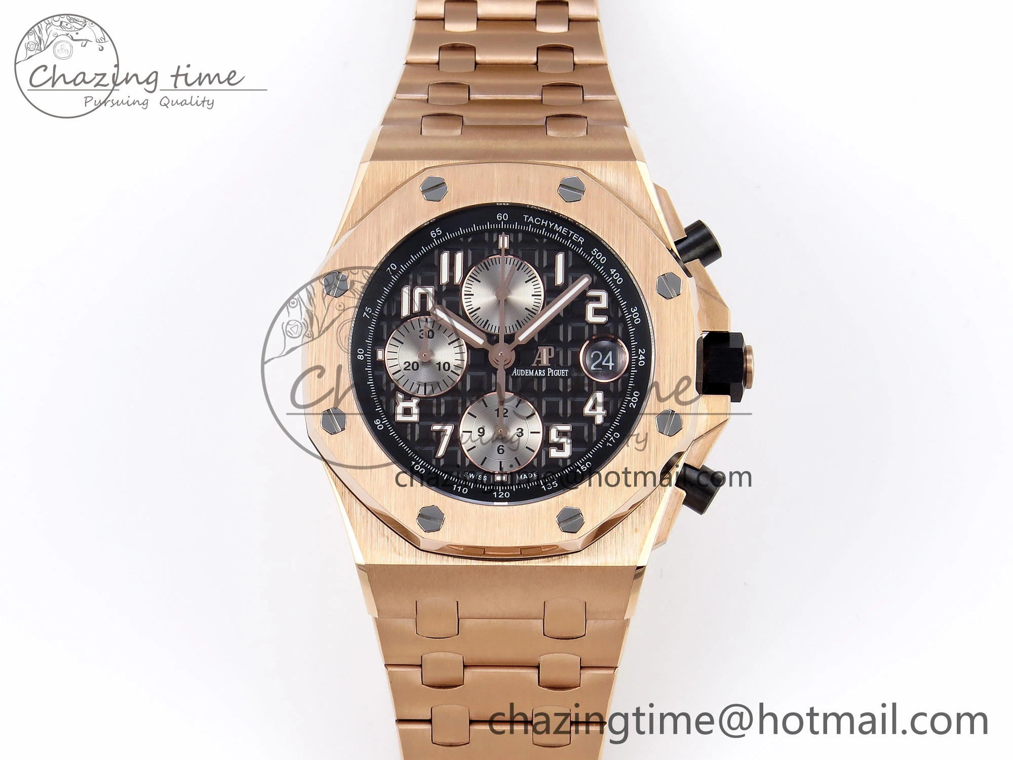 Royal Oak Offshore 42mm RG APF 1:1 Best Edition Black  Silver Dial on RG Bracelet A3126