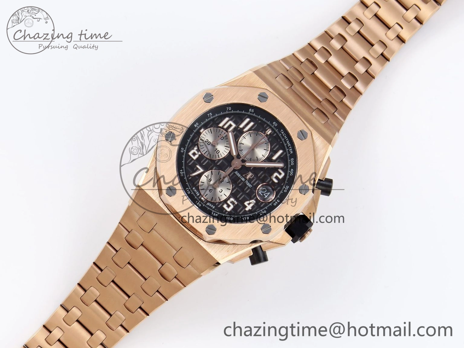 Royal Oak Offshore 42mm RG APF 1:1 Best Edition Black  Silver Dial on RG Bracelet A3126
