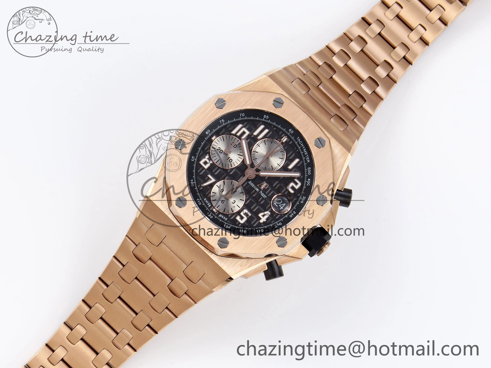Royal Oak Offshore 42mm RG APF 1:1 Best Edition Black  Silver Dial on RG Bracelet A3126