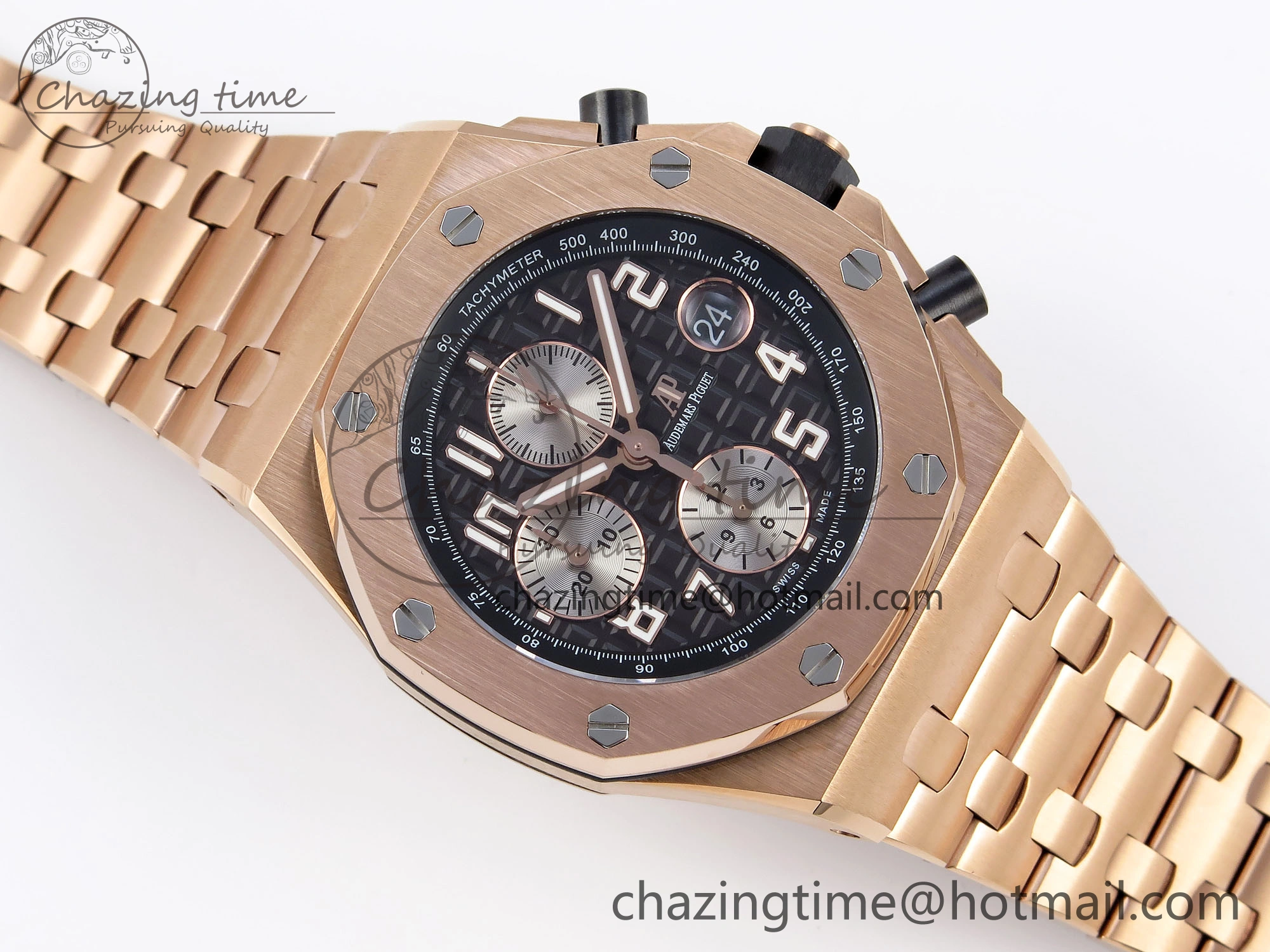 Royal Oak Offshore 42mm RG APF 1:1 Best Edition Black  Silver Dial on RG Bracelet A3126