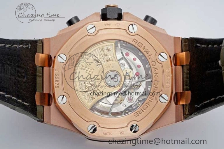 Royal Oak Offshore 42mm RG APF 1:1 Best Edition Black Silver Dial on Green Leather Strap A3126
