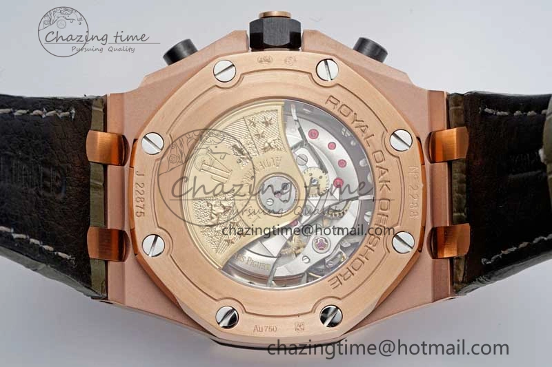 Royal Oak Offshore 42mm RG APF 1:1 Best Edition Black Silver Dial on Green Leather Strap A3126