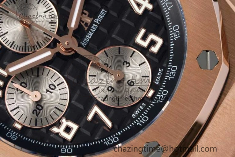 Royal Oak Offshore 42mm RG APF 1:1 Best Edition Black Silver Dial on Green Leather Strap A3126