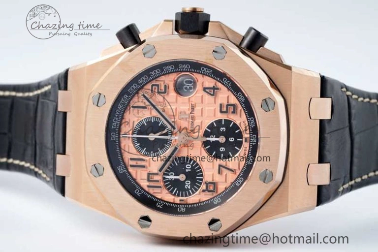Royal Oak Offshore 42mm RG APF 1:1 Best Edition RG Dial on Black Leather Strap A3126