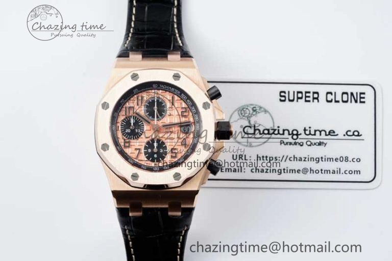 Royal Oak Offshore 42mm RG APF 1:1 Best Edition RG Dial on Black Leather Strap A3126