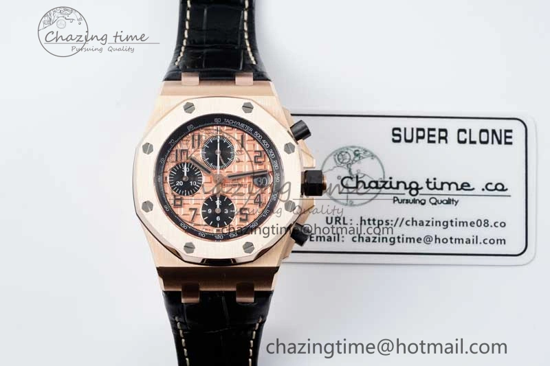 Royal Oak Offshore 42mm RG APF 1:1 Best Edition RG Dial on Black Leather Strap A3126