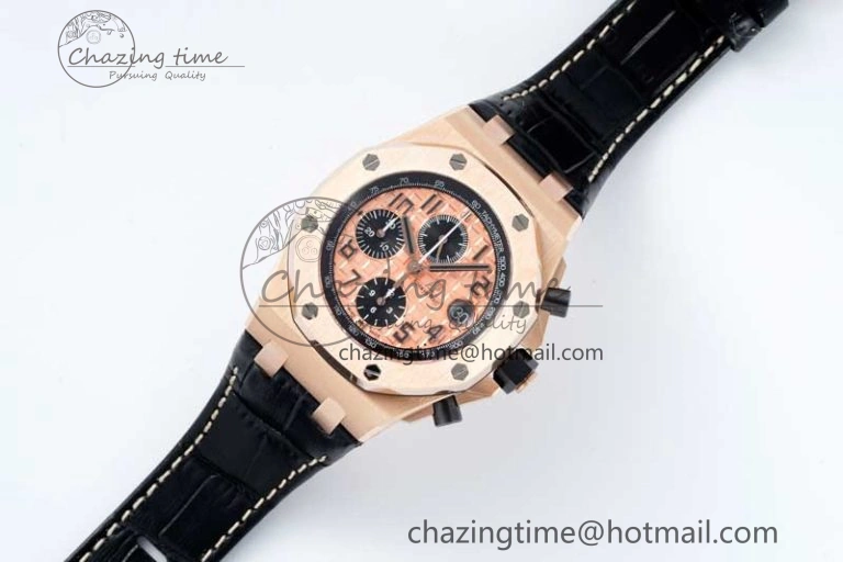 Royal Oak Offshore 42mm RG APF 1:1 Best Edition RG Dial on Black Leather Strap A3126