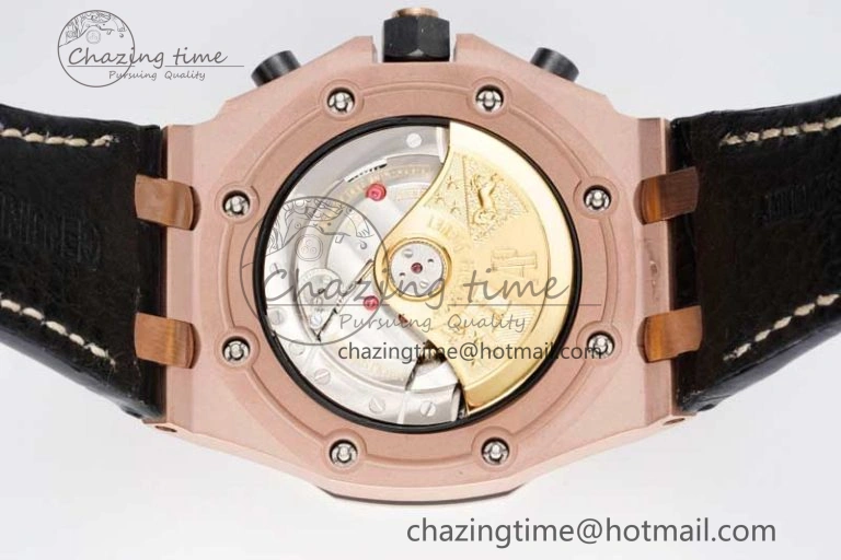 Royal Oak Offshore 42mm RG Bezel APF 1:1 Best Edition Black RG Dial on Black Leather Strap A3126