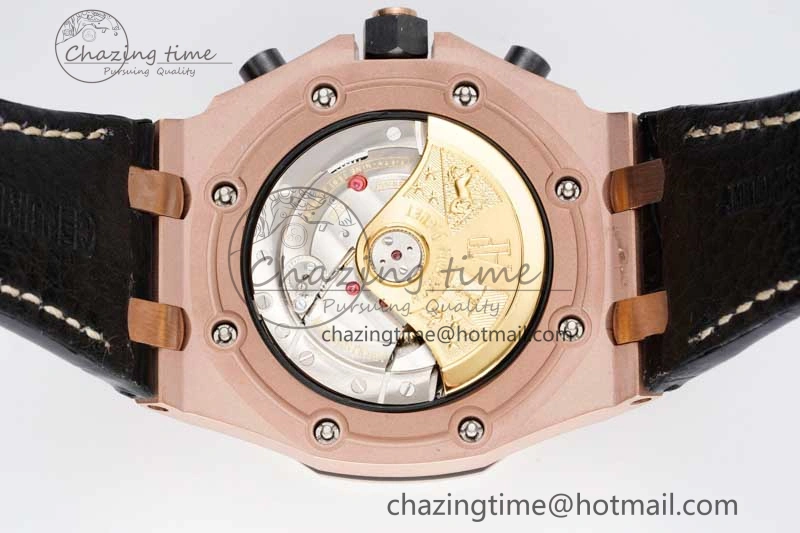 Royal Oak Offshore 42mm RG Bezel APF 1:1 Best Edition Black RG Dial on Black Leather Strap A3126