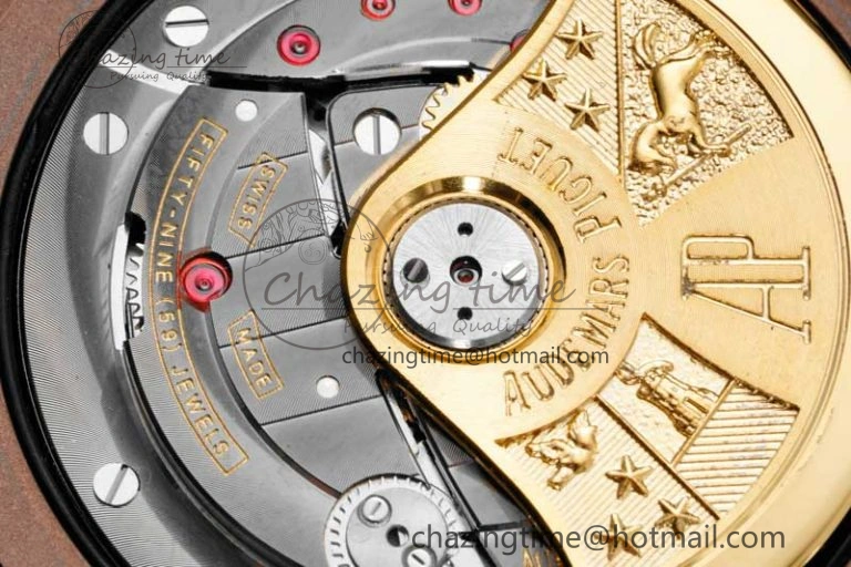 Royal Oak Offshore 42mm RG Bezel APF 1:1 Best Edition Black RG Dial on Black Leather Strap A3126