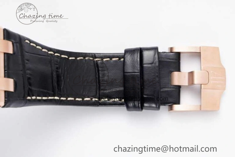 Royal Oak Offshore 42mm RG Bezel APF 1:1 Best Edition Black RG Dial on Black Leather Strap A3126