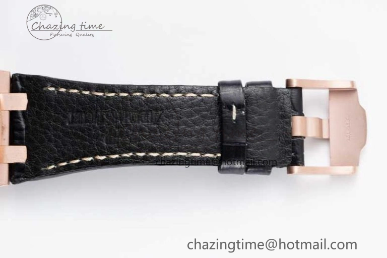 Royal Oak Offshore 42mm RG Bezel APF 1:1 Best Edition Black RG Dial on Black Leather Strap A3126