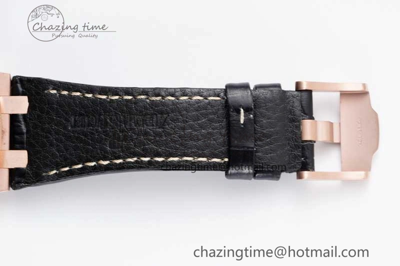 Royal Oak Offshore 42mm RG Bezel APF 1:1 Best Edition Black RG Dial on Black Leather Strap A3126