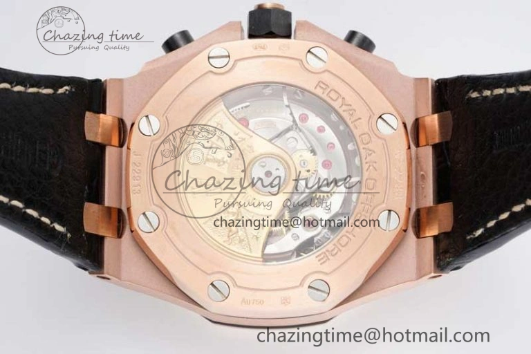 Royal Oak Offshore 42mm RG Bezel APF 1:1 Best Edition Black RG Dial on Black Leather Strap A3126