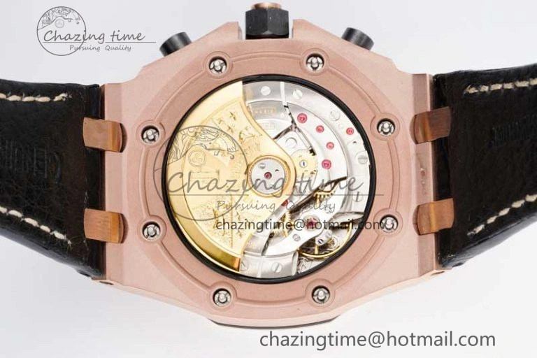 Royal Oak Offshore 42mm RG Bezel APF 1:1 Best Edition Black RG Dial on Black Leather Strap A3126