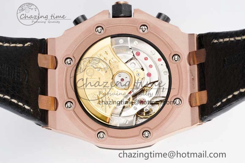 Royal Oak Offshore 42mm RG Bezel APF 1:1 Best Edition Black RG Dial on Black Leather Strap A3126