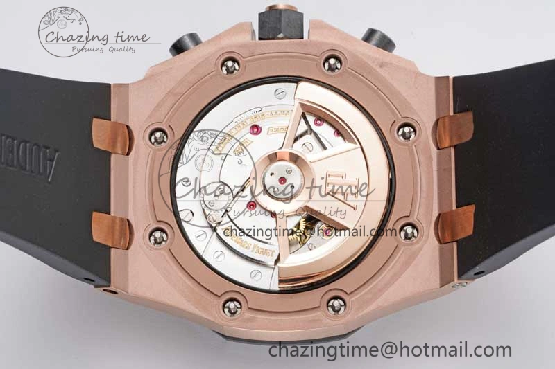 Royal Oak Offshore 42mm RG Black Ceramic Bezel APF 1:1 Best Edition Black Dial on Black Rubber Strap A3126