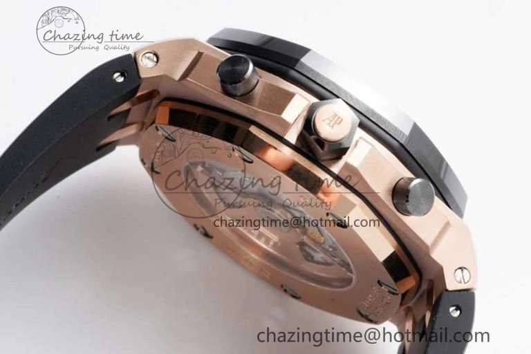 Royal Oak Offshore 42mm RG Black Ceramic Bezel APF 1:1 Best Edition Black Dial on Black Rubber Strap A3126