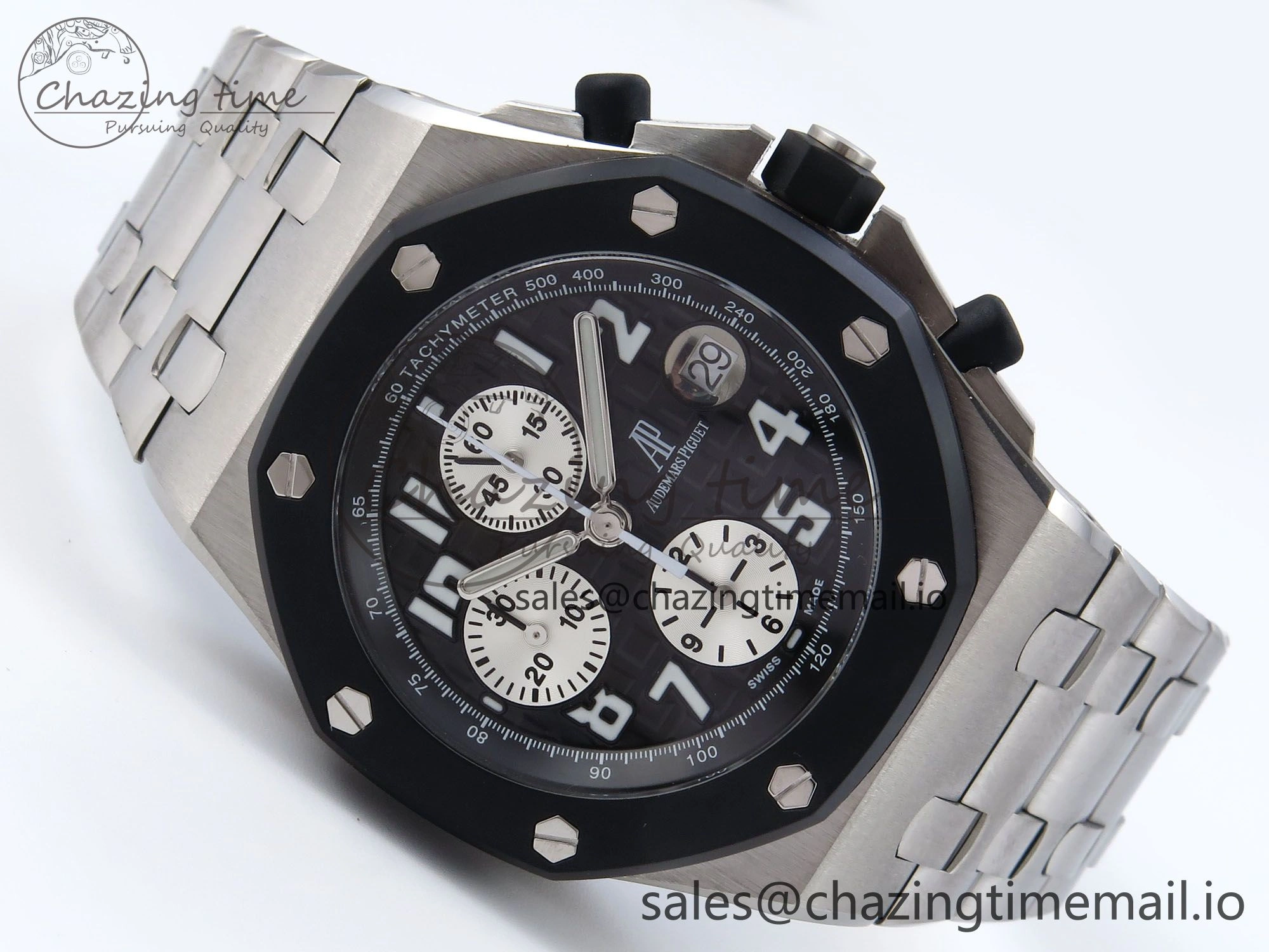 Royal Oak Offshore 42mm Rubberclad SS TKF Best Edition Black White Dial on SS Bracelet A7750