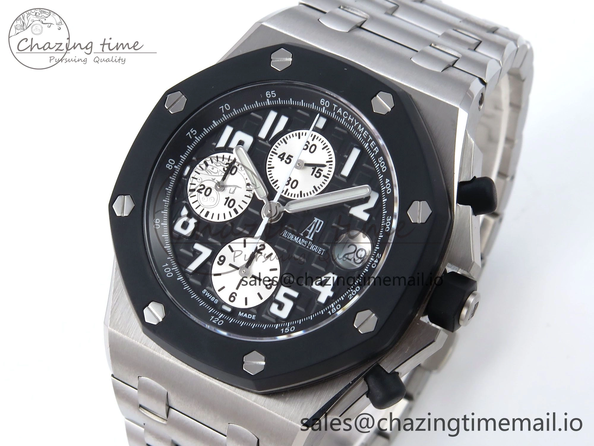 Royal Oak Offshore 42mm Rubberclad SS TKF Best Edition Black White Dial on SS Bracelet A7750