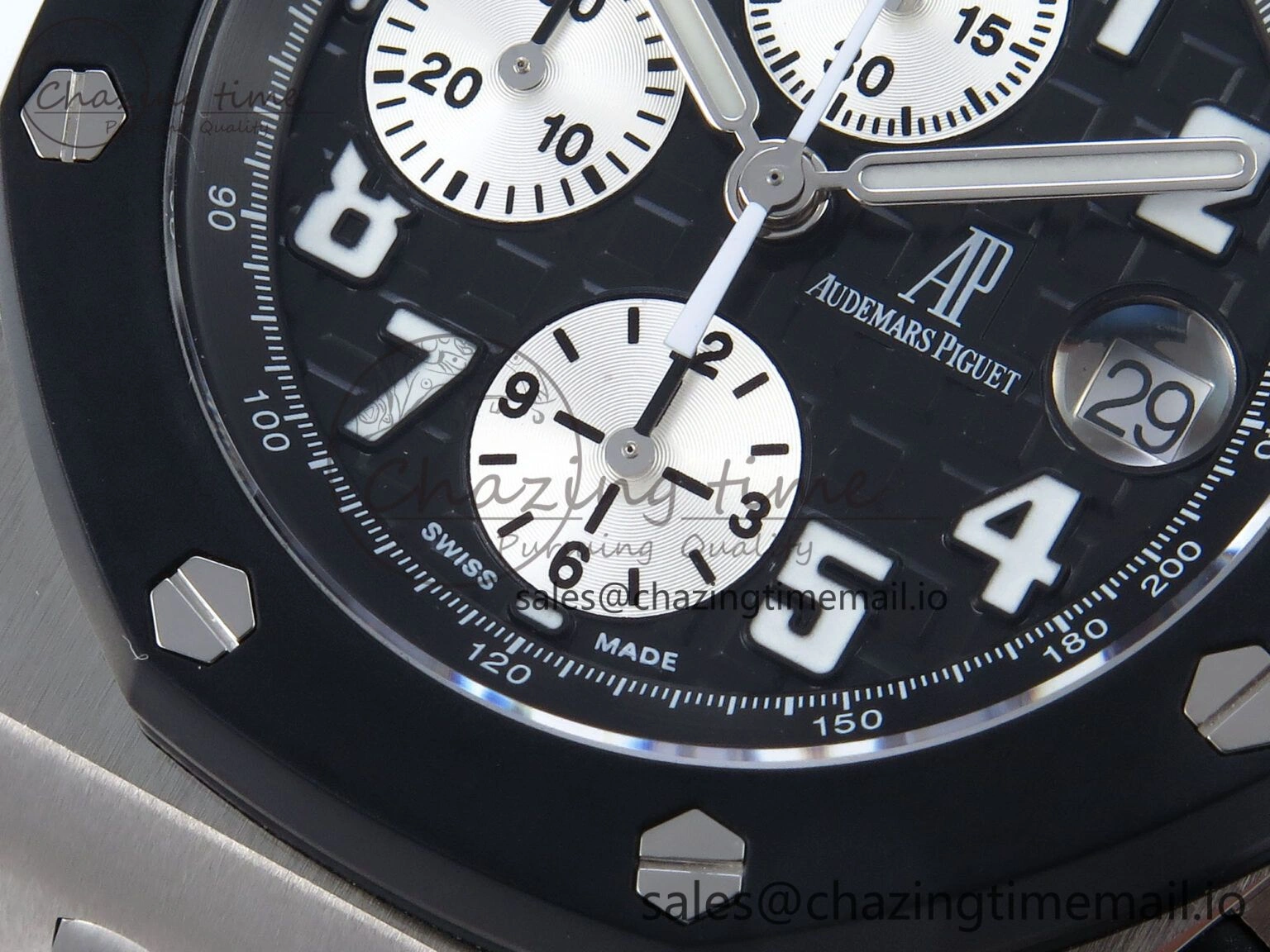 Royal Oak Offshore 42mm Rubberclad SS TKF Best Edition Black White Dial on SS Bracelet A7750