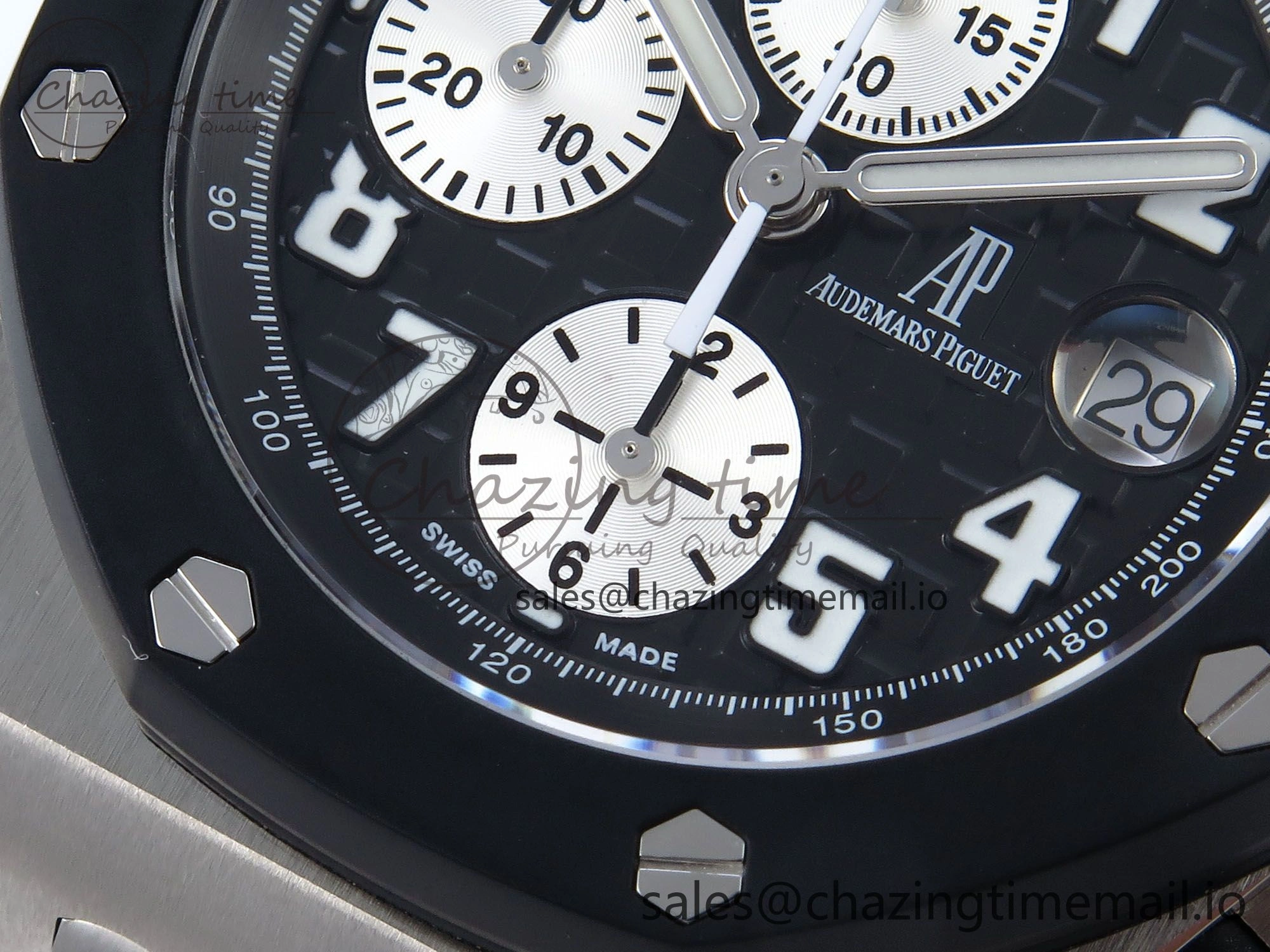 Royal Oak Offshore 42mm Rubberclad SS TKF Best Edition Black White Dial on SS Bracelet A7750