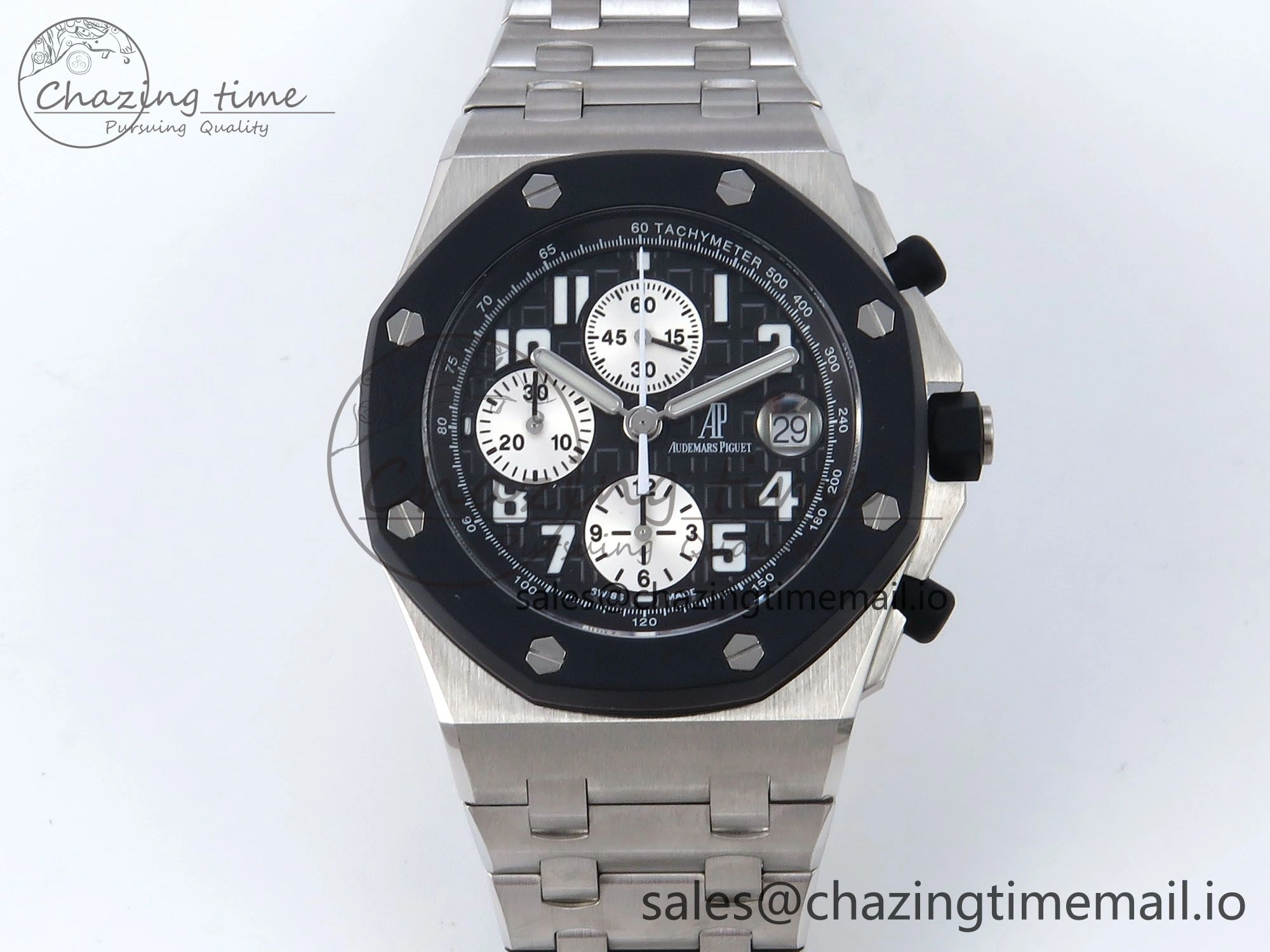 Royal Oak Offshore 42mm Rubberclad SS TKF Best Edition Black White Dial on SS Bracelet A7750