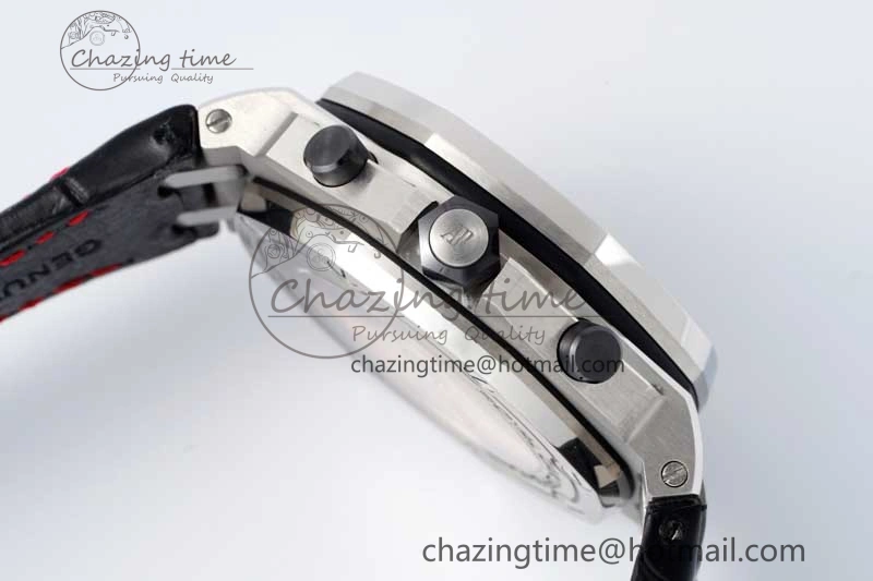 Royal Oak Offshore 42mm SS APF 1:1 Best Edition Black Dial on Black Leather Strap A3126