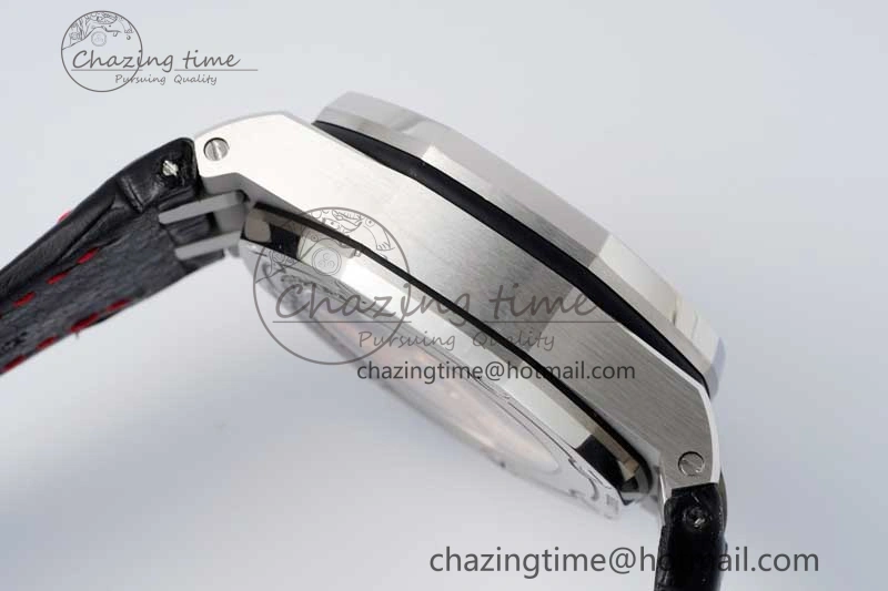 Royal Oak Offshore 42mm SS APF 1:1 Best Edition Black Dial on Black Leather Strap A3126