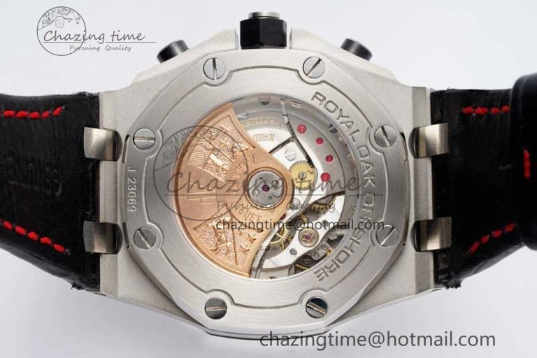 Royal Oak Offshore 42mm SS APF 1:1 Best Edition Black Dial on Black Leather Strap A3126