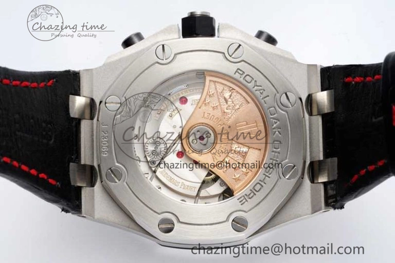 Royal Oak Offshore 42mm SS APF 1:1 Best Edition Black Dial on Black Leather Strap A3126