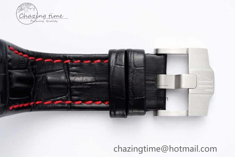 Royal Oak Offshore 42mm SS APF 1:1 Best Edition Black Dial on Black Leather Strap A3126