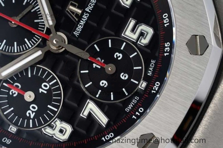 Royal Oak Offshore 42mm SS APF 1:1 Best Edition Black Dial on Black Leather Strap A3126