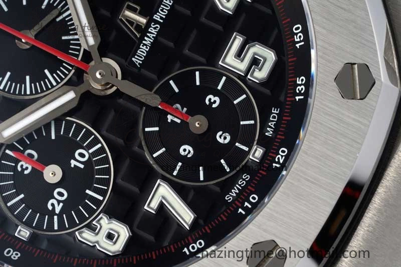 Royal Oak Offshore 42mm SS APF 1:1 Best Edition Black Dial on Black Leather Strap A3126