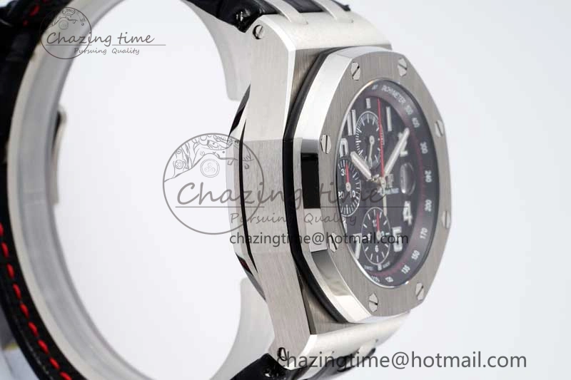 Royal Oak Offshore 42mm SS APF 1:1 Best Edition Black Dial on Black Leather Strap A3126