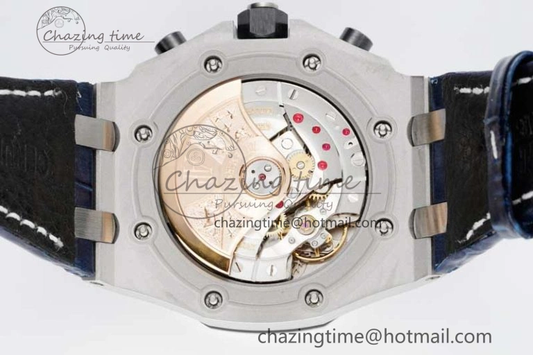 Royal Oak Offshore 42mm SS APF 1:1 Best Edition Black Blue Dial on Blue Leather Strap A3126