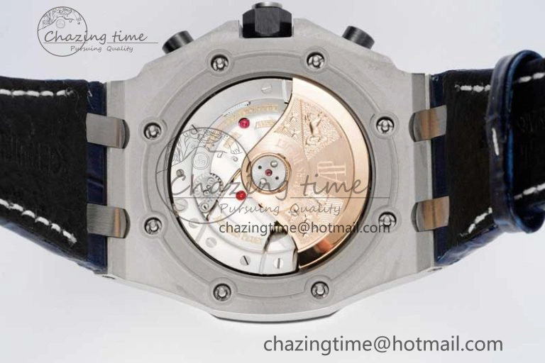 Royal Oak Offshore 42mm SS APF 1:1 Best Edition Black Blue Dial on Blue Leather Strap A3126
