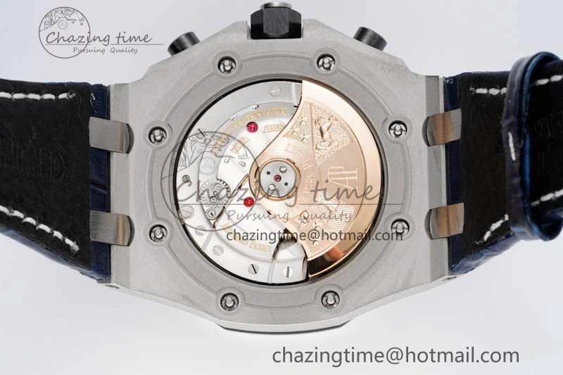 Royal Oak Offshore 42mm SS APF 1:1 Best Edition Black Blue Dial on Blue Leather Strap A3126