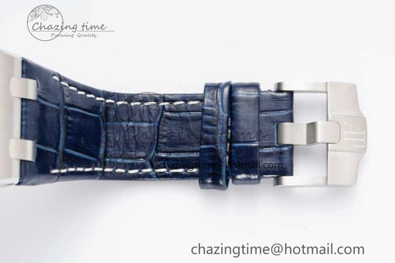 Royal Oak Offshore 42mm SS APF 1:1 Best Edition Black Blue Dial on Blue Leather Strap A3126