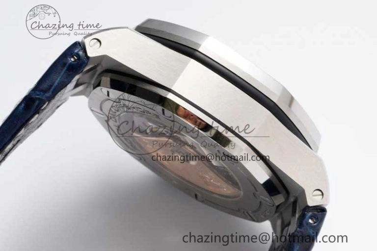 Royal Oak Offshore 42mm SS APF 1:1 Best Edition Black Blue Dial on Blue Leather Strap A3126