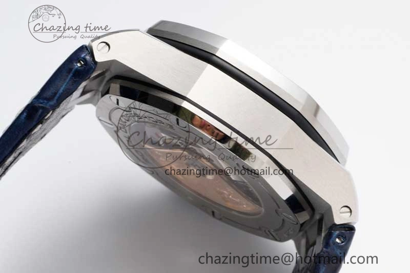 Royal Oak Offshore 42mm SS APF 1:1 Best Edition Black Blue Dial on Blue Leather Strap A3126