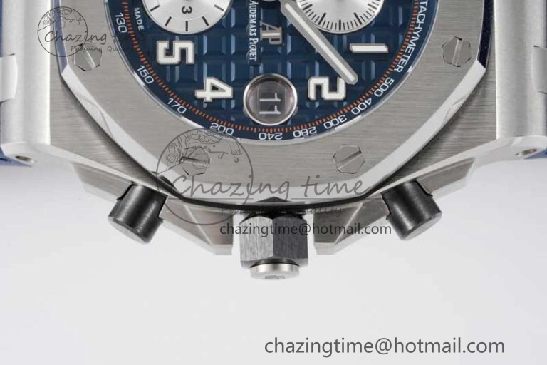 Royal Oak Offshore 42mm SS APF 1:1 Best Edition Blue Silver Dial on Blue Rubber Strap A3126